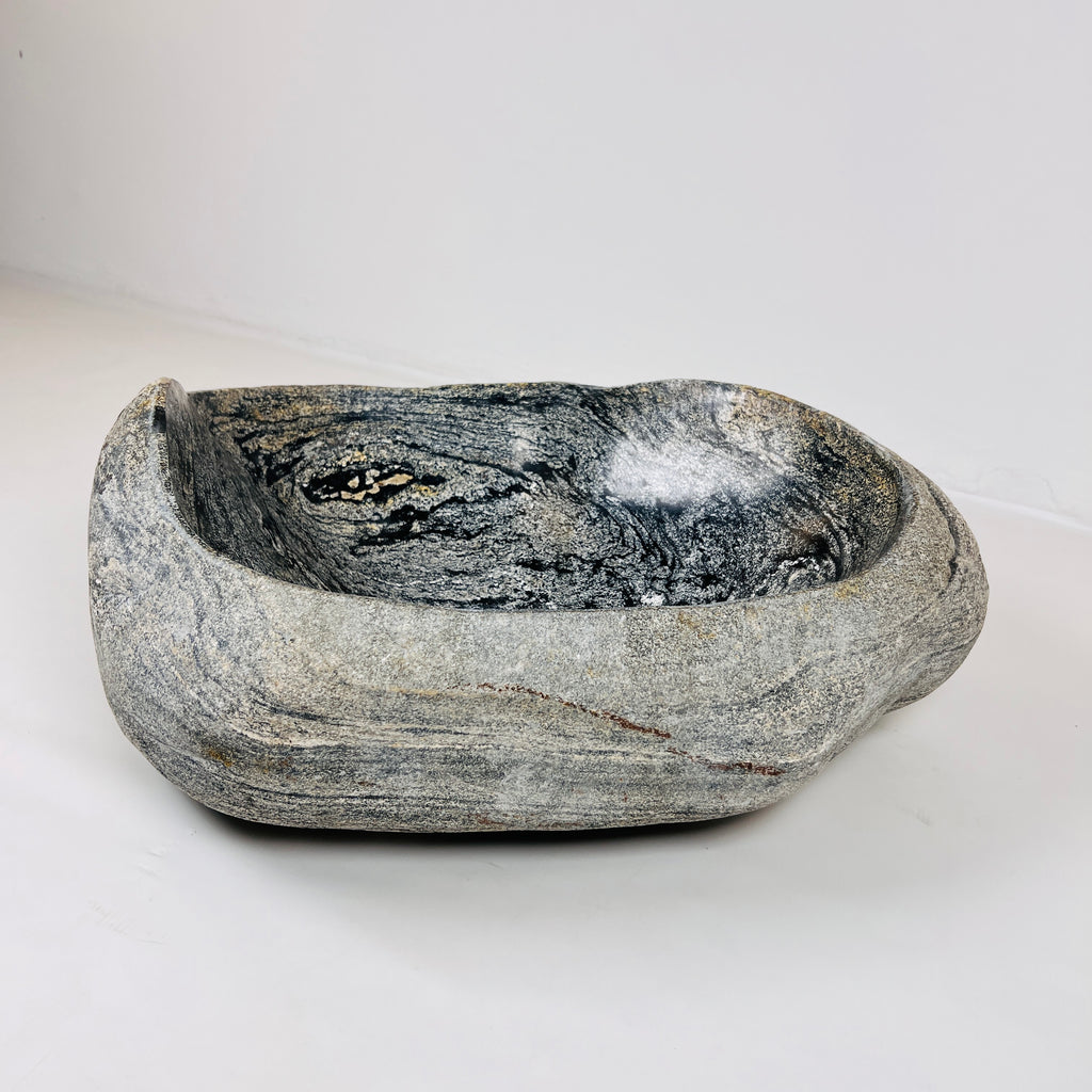 Rippled Dark Grey River Stone Sink