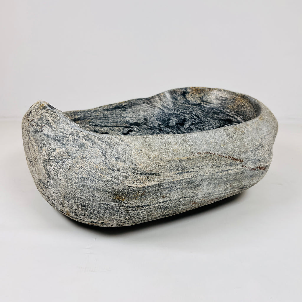 Rippled Dark Grey River Stone Sink