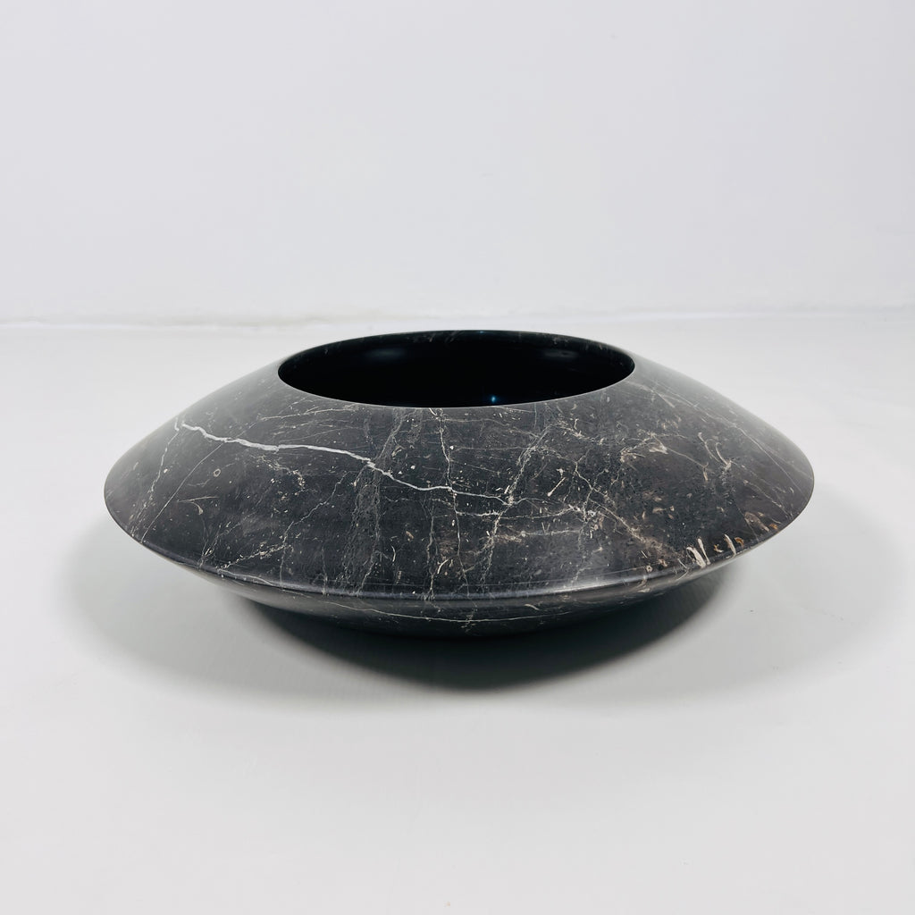 Black With Veins Marble Bowl (Large)