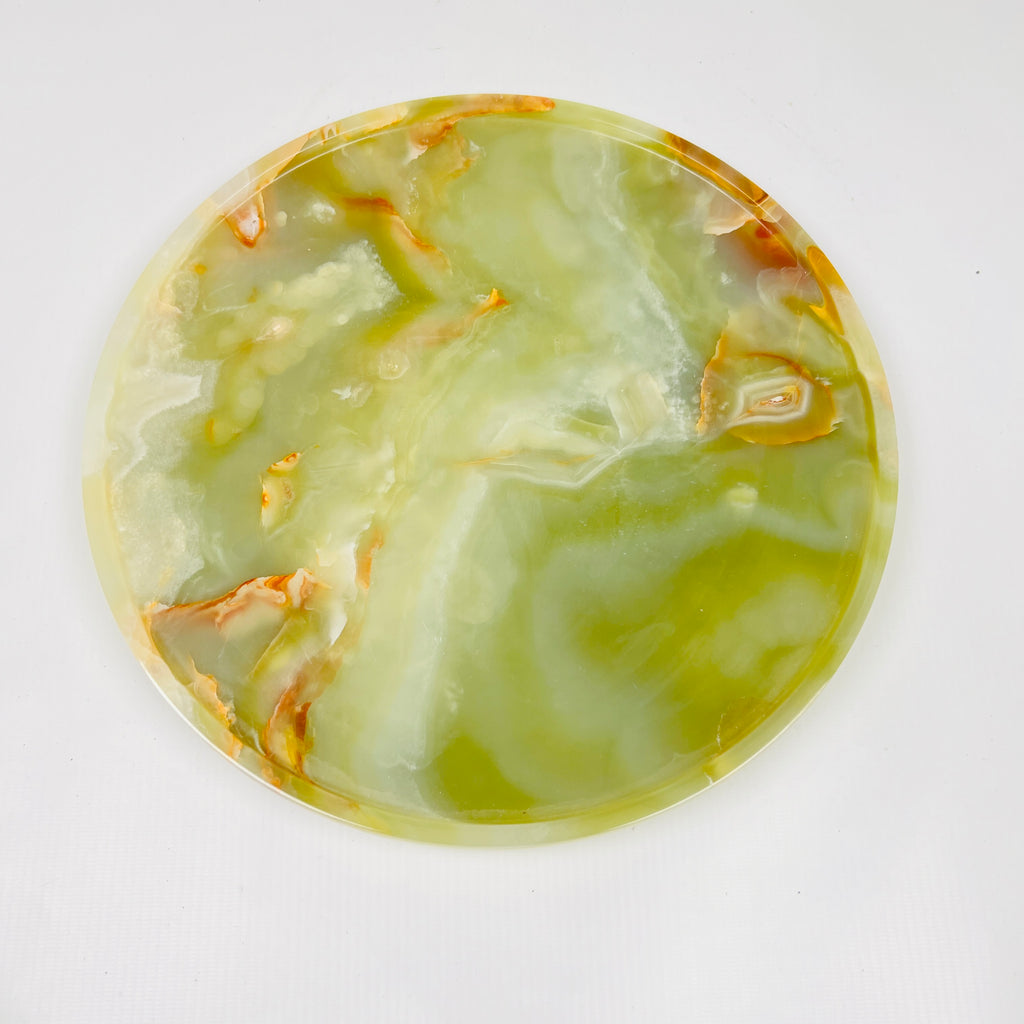 White & Green Onyx Plate