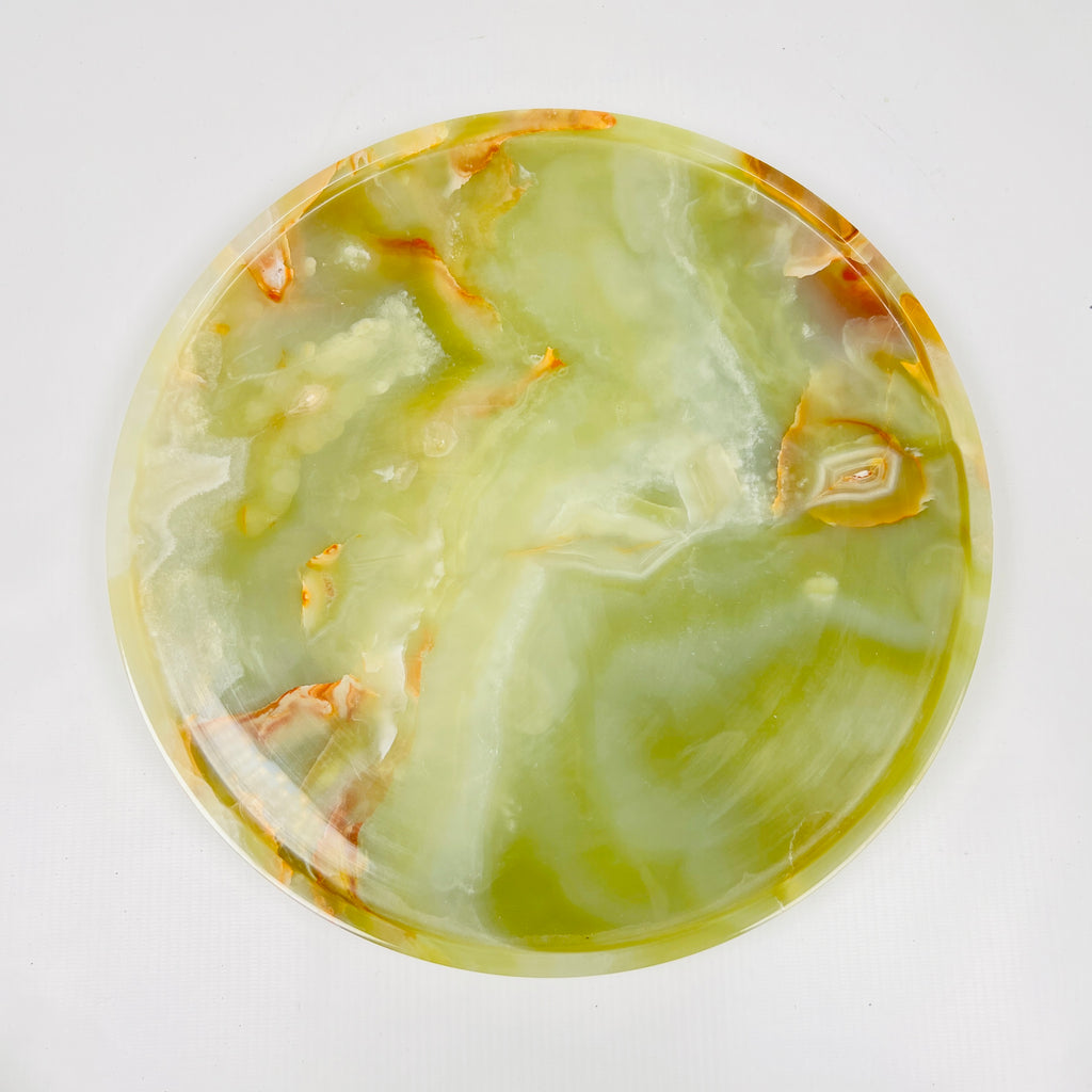 White & Green Onyx Plate