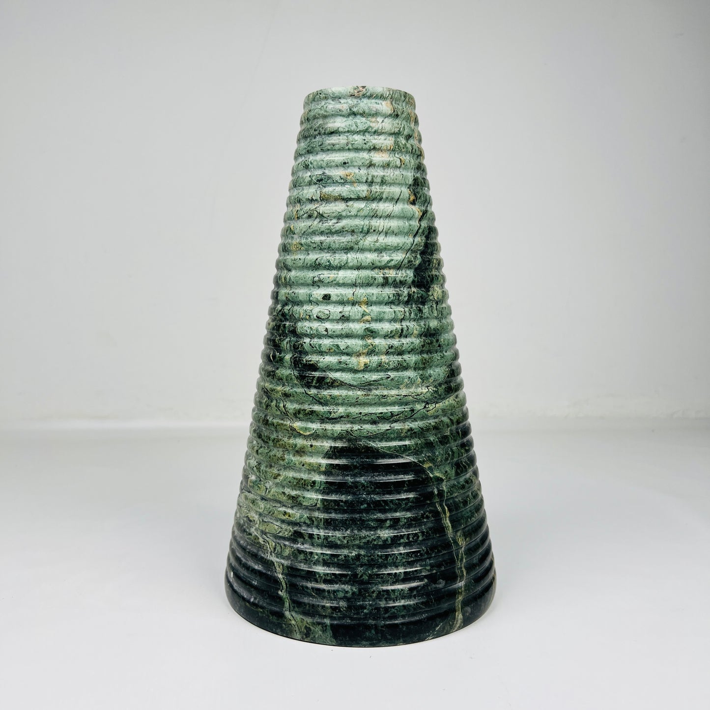 Grooved Marble Vase - Green
