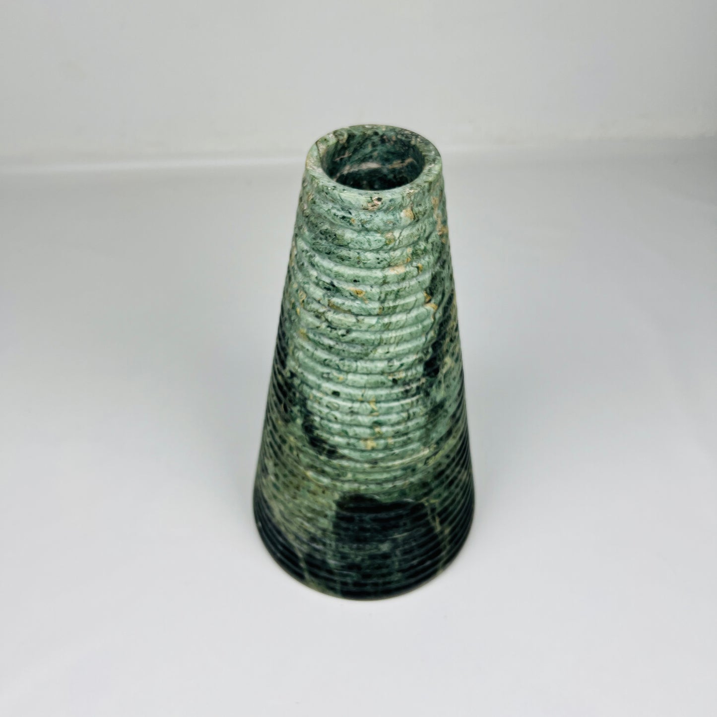 Grooved Marble Vase - Green