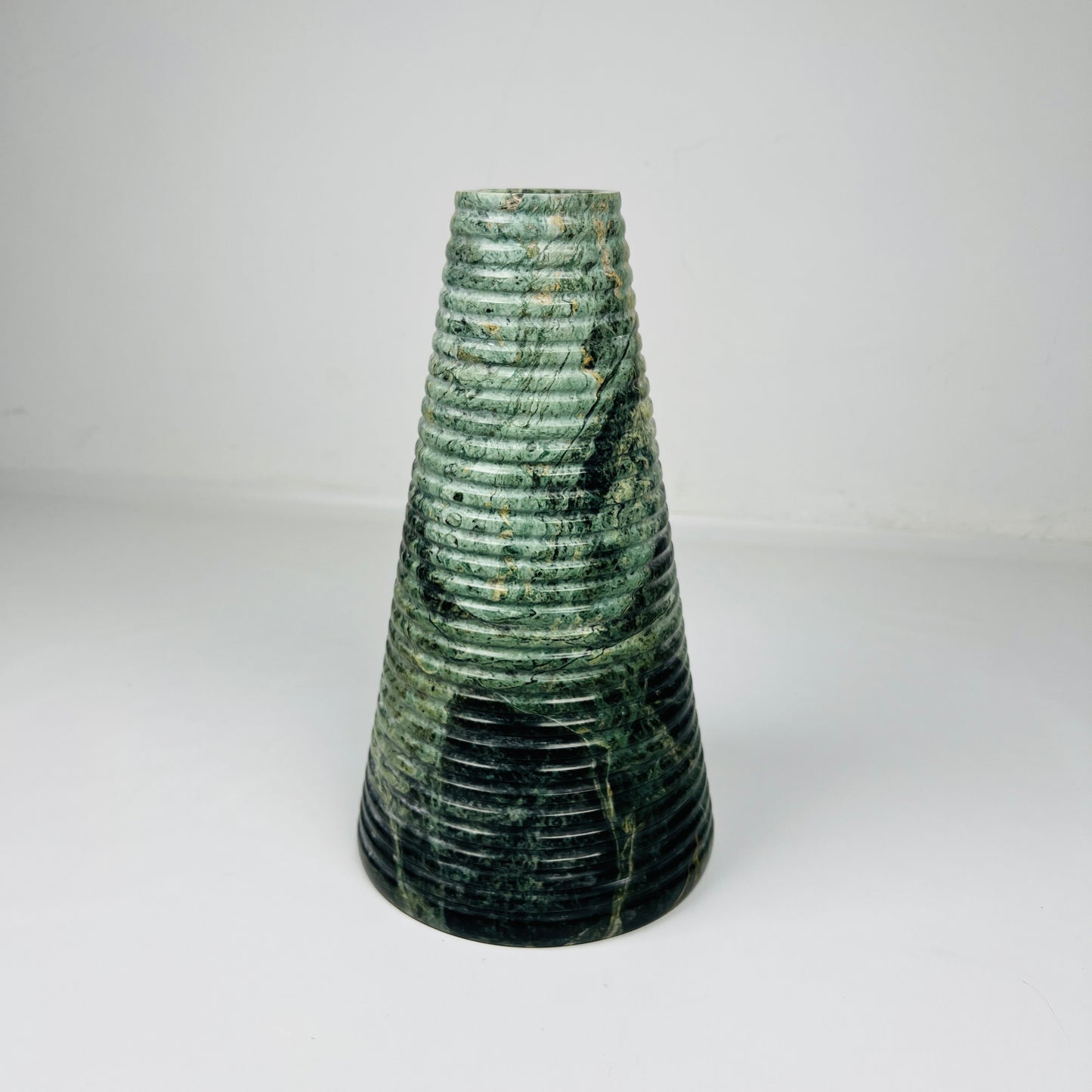 Grooved Marble Vase - Green