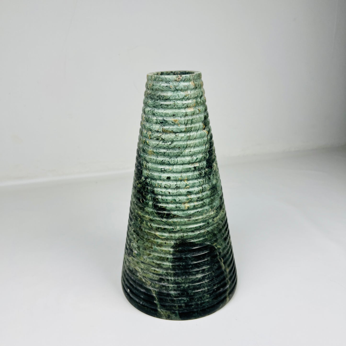 Grooved Marble Vase - Green