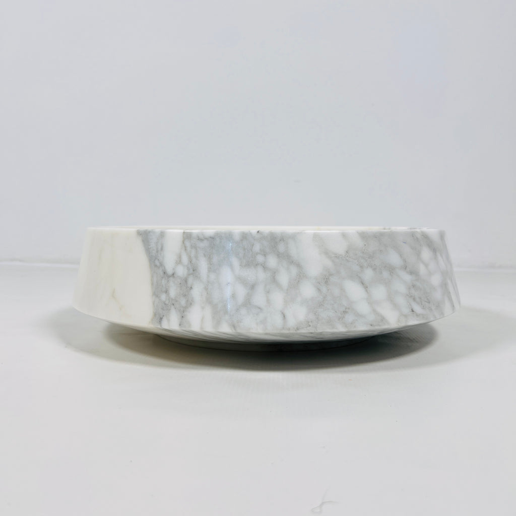 Two-Toned White and Grey Marble Bowl (Large)