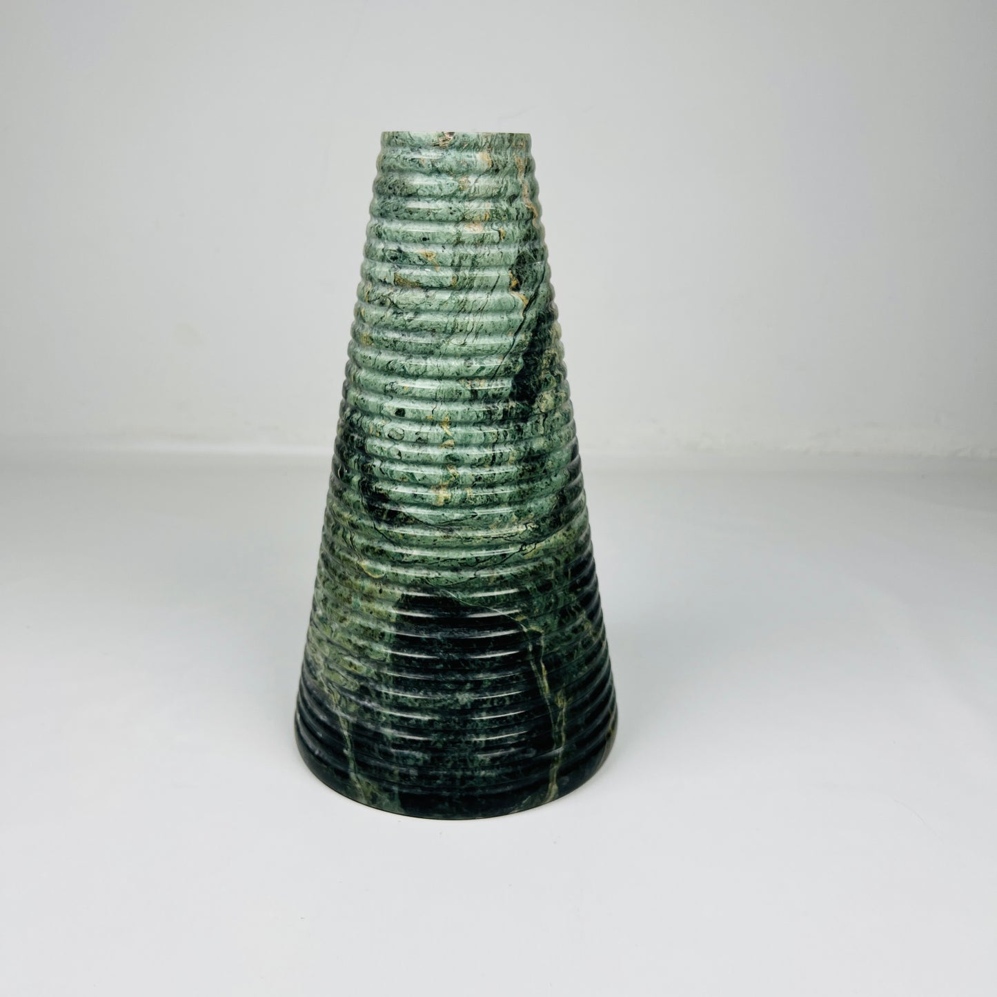 Grooved Marble Vase - Green