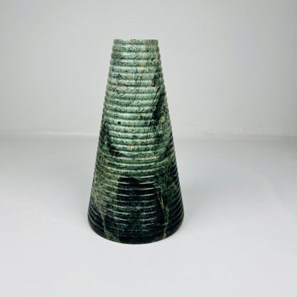 Grooved Marble Vase - Green