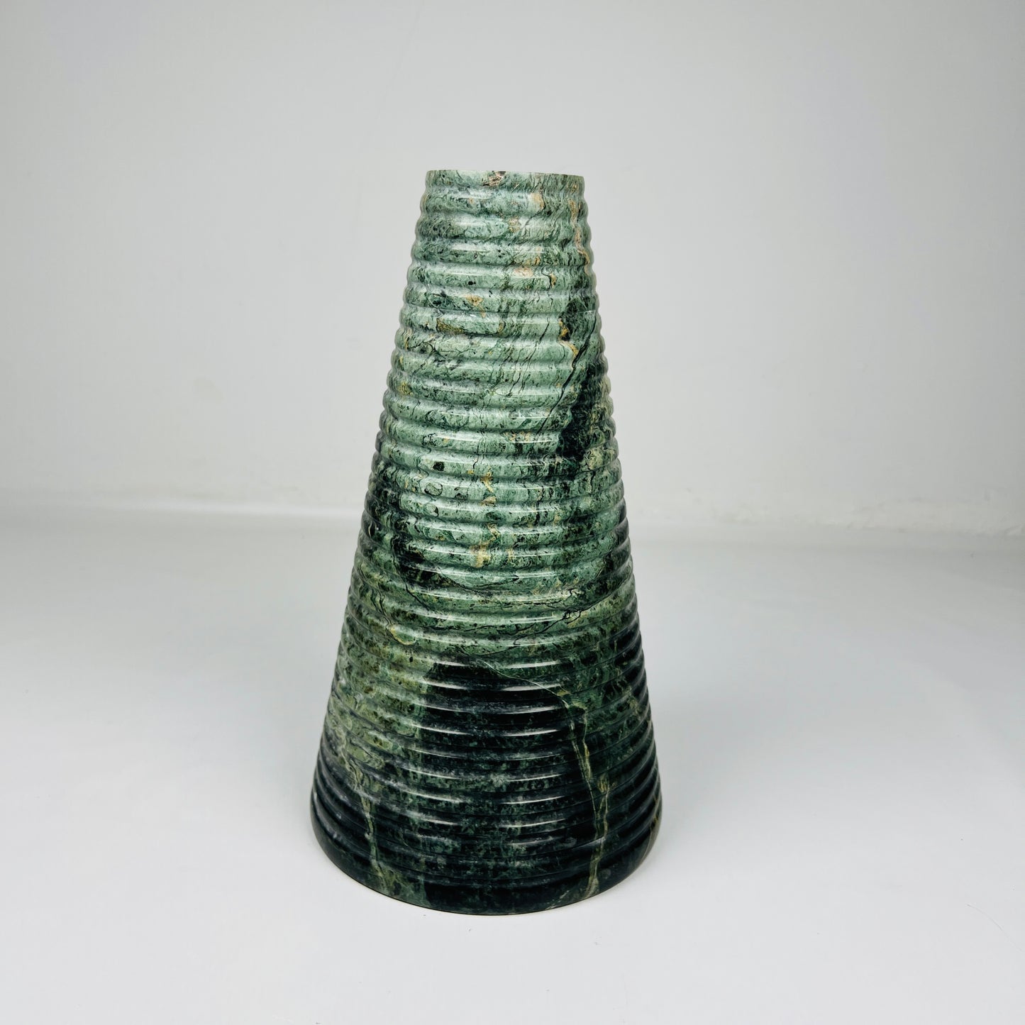 Grooved Marble Vase - Green
