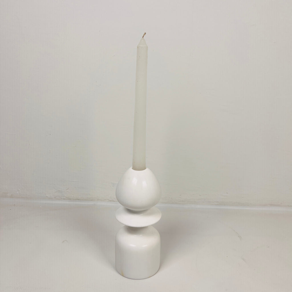 Egg Head White Marble Candle Stand