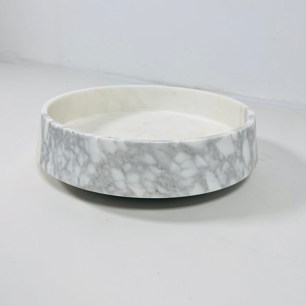 Two-Toned White and Grey Marble Bowl (Large)