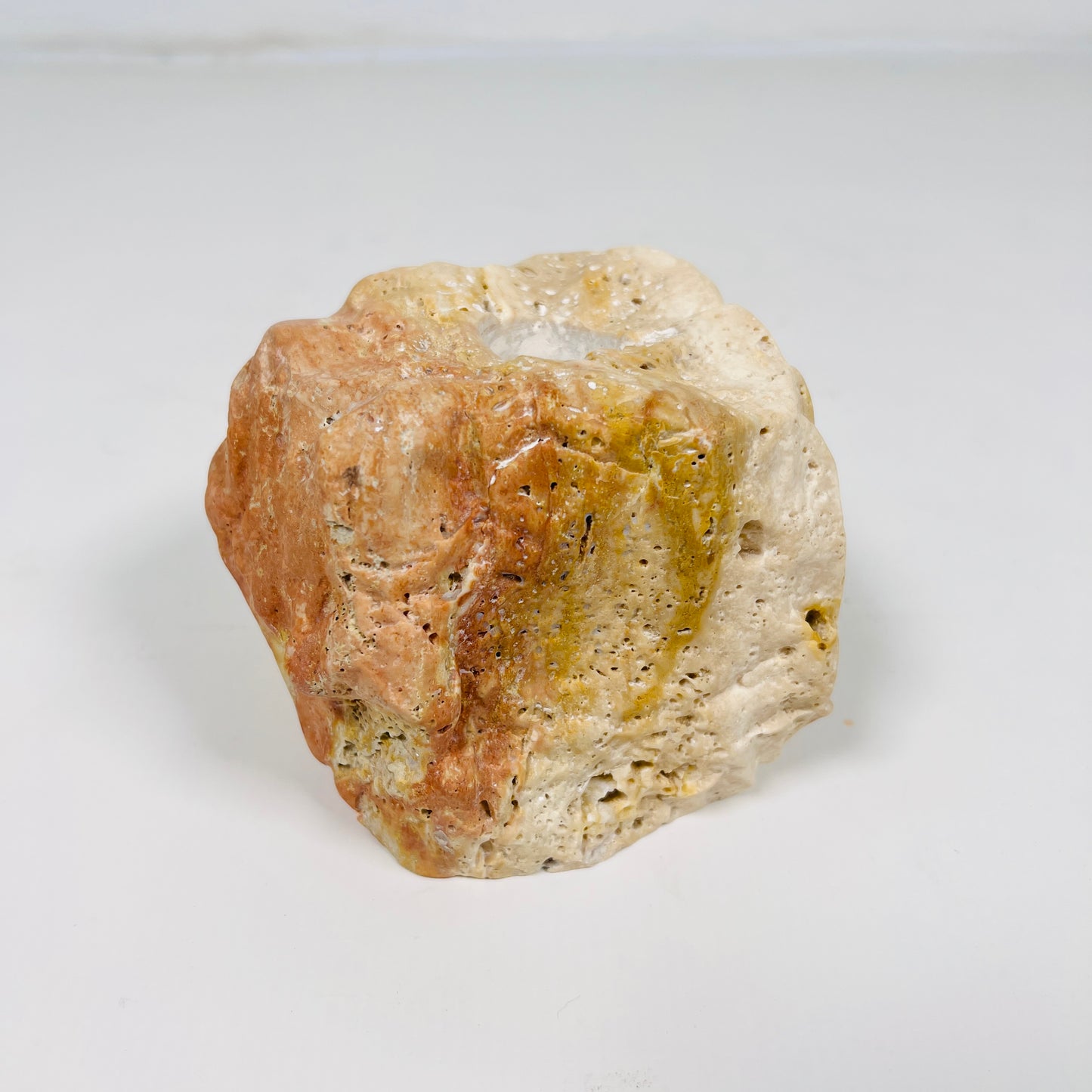 Organic Stone Candle Stand - Travertine