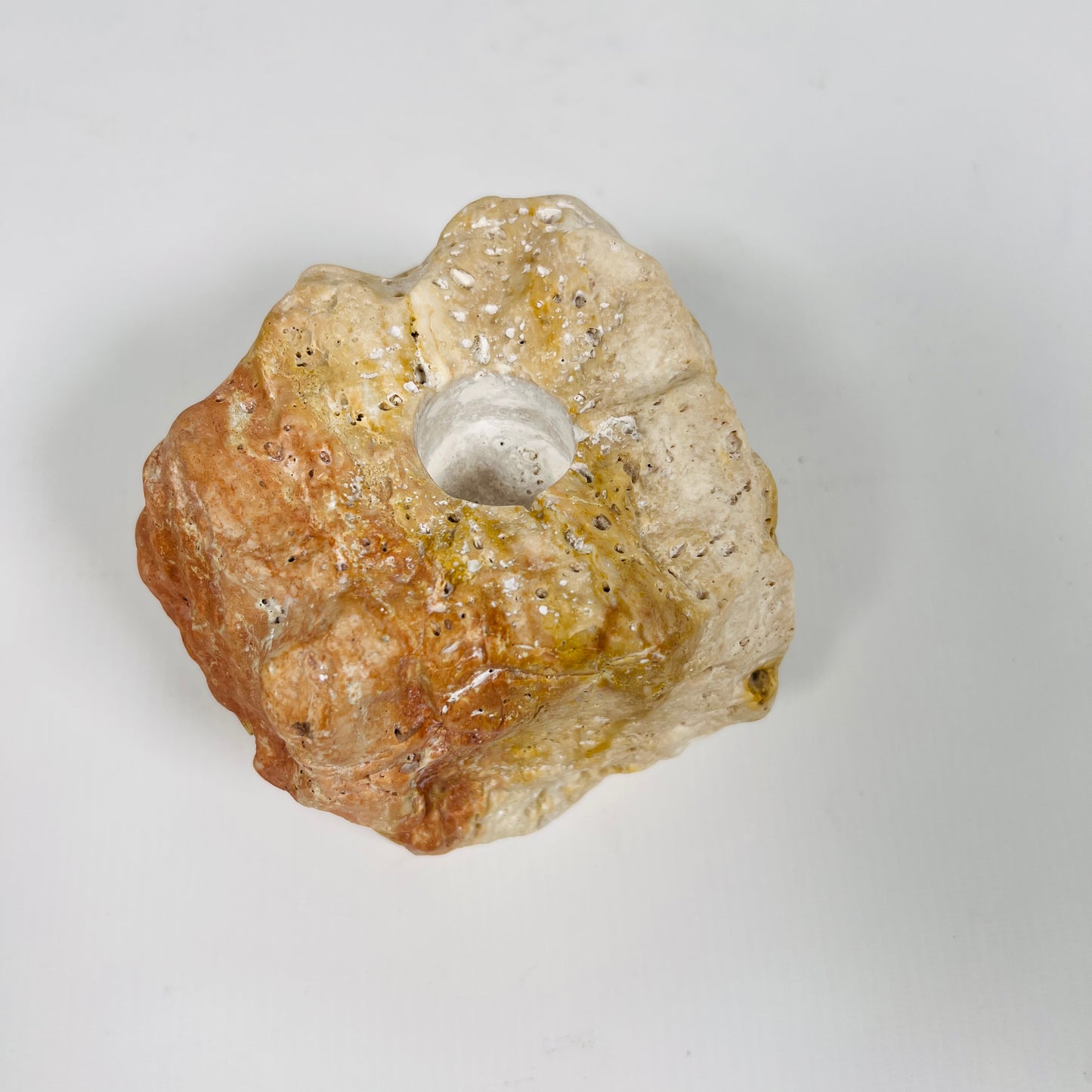 Organic Stone Candle Stand - Travertine