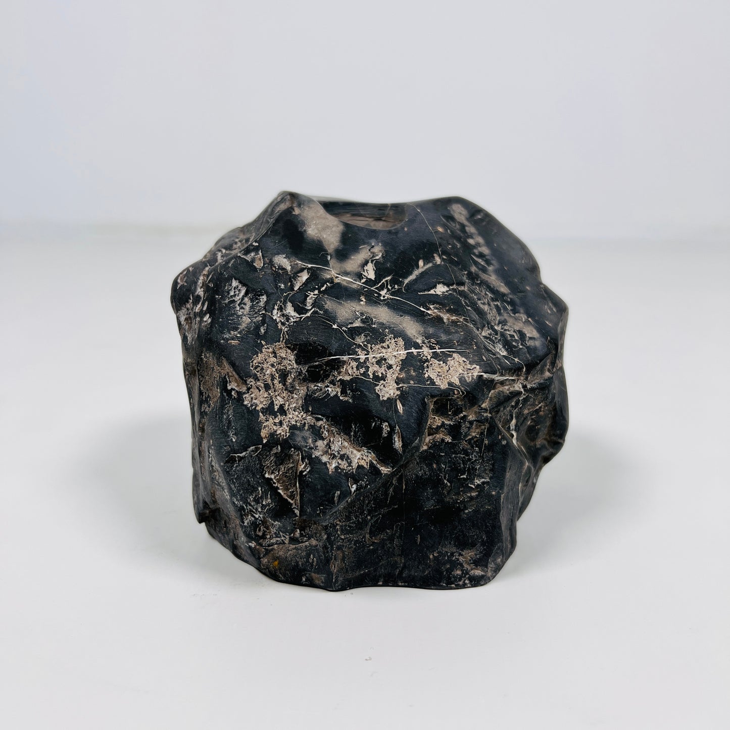 Organic Stone Candle Stand - Black