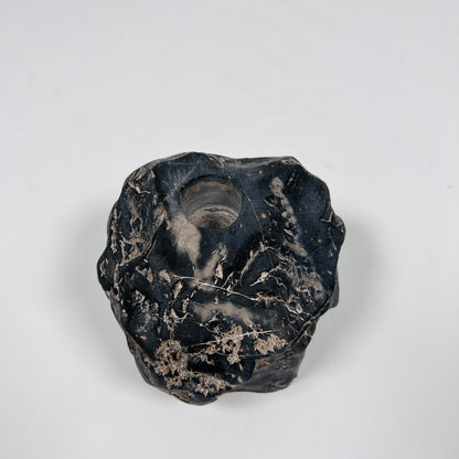 Organic Stone Candle Stand - Black