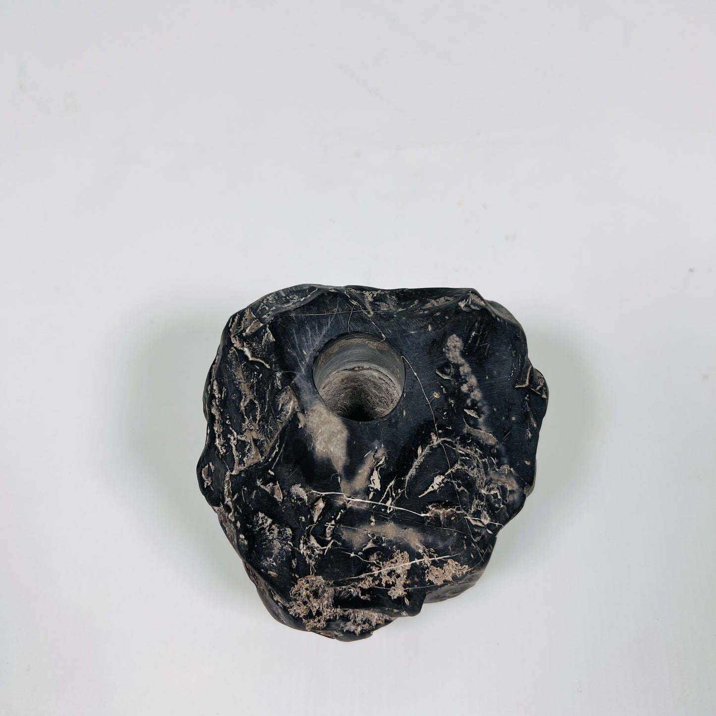 Organic Stone Candle Stand - Black