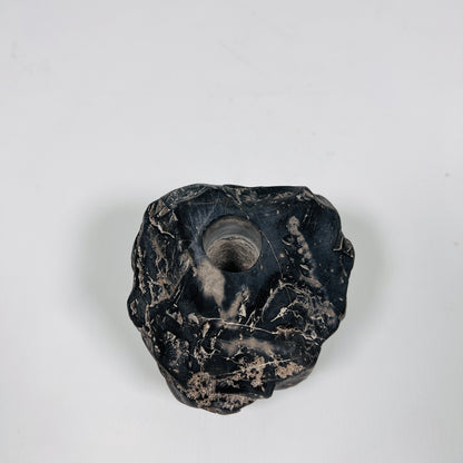Organic Stone Candle Stand - Black