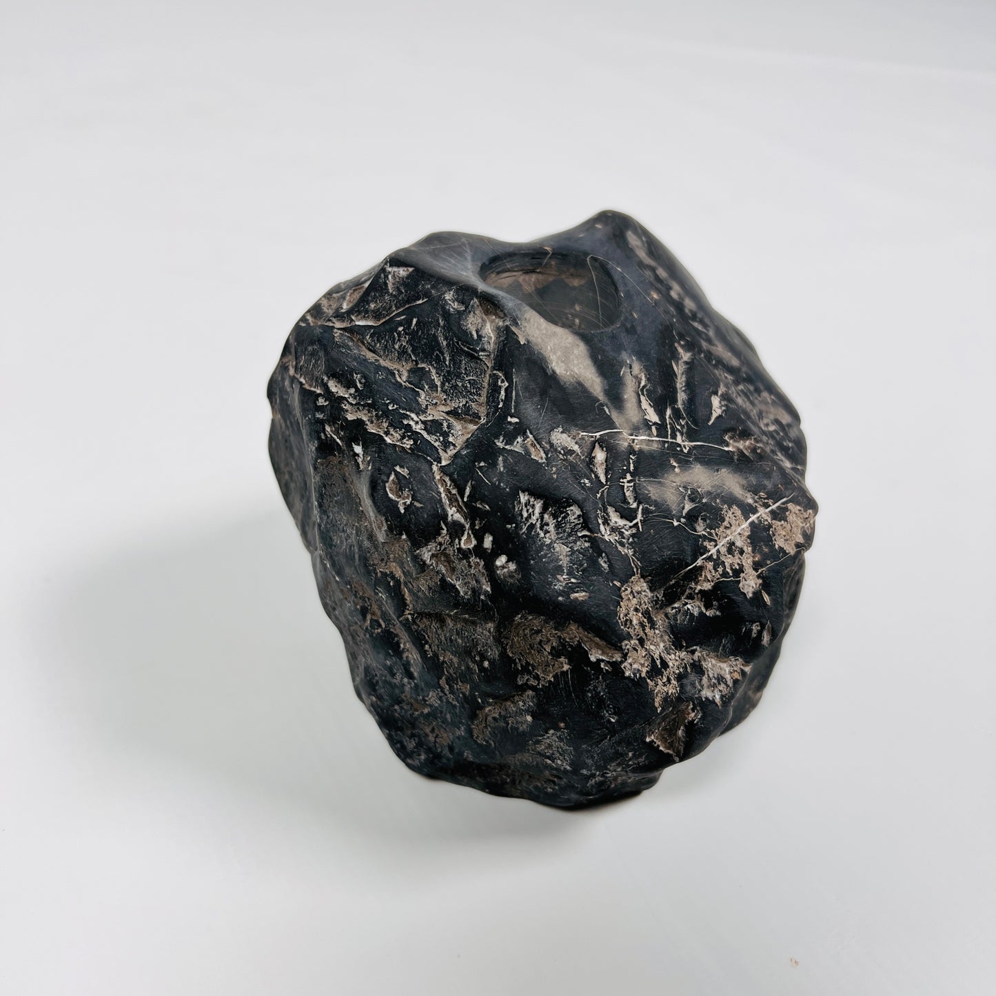 Organic Stone Candle Stand - Black