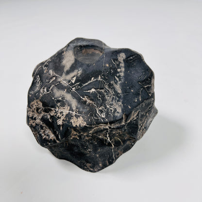 Organic Stone Candle Stand - Black