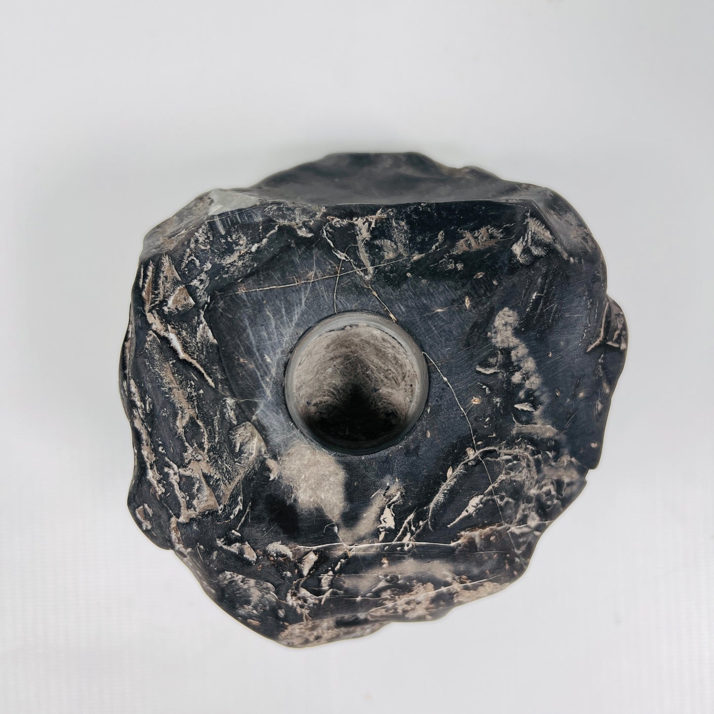 Organic Stone Candle Stand - Black
