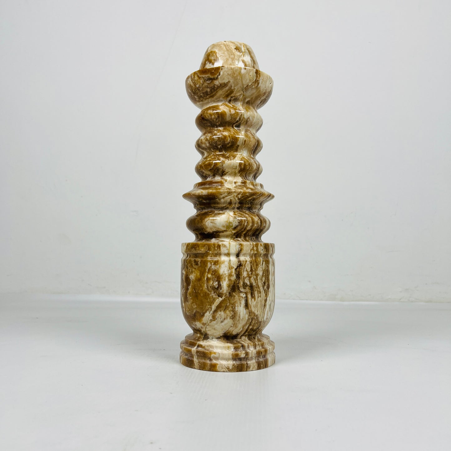 Cairn Candle Stand - Travertine & Onyx