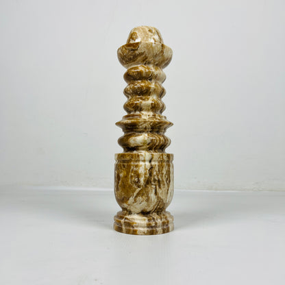 Cairn Candle Stand - Travertine & Onyx