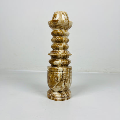 Cairn Candle Stand - Travertine & Onyx