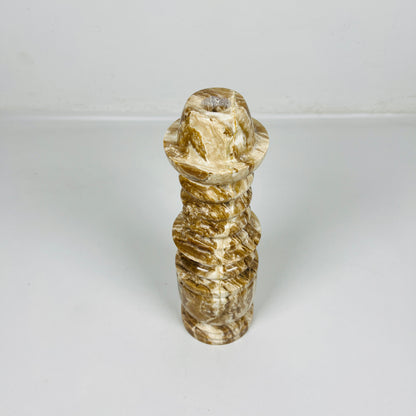 Cairn Candle Stand - Travertine & Onyx