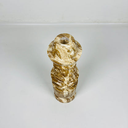 Cairn Candle Stand - Travertine & Onyx