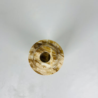 Cairn Candle Stand - Travertine & Onyx