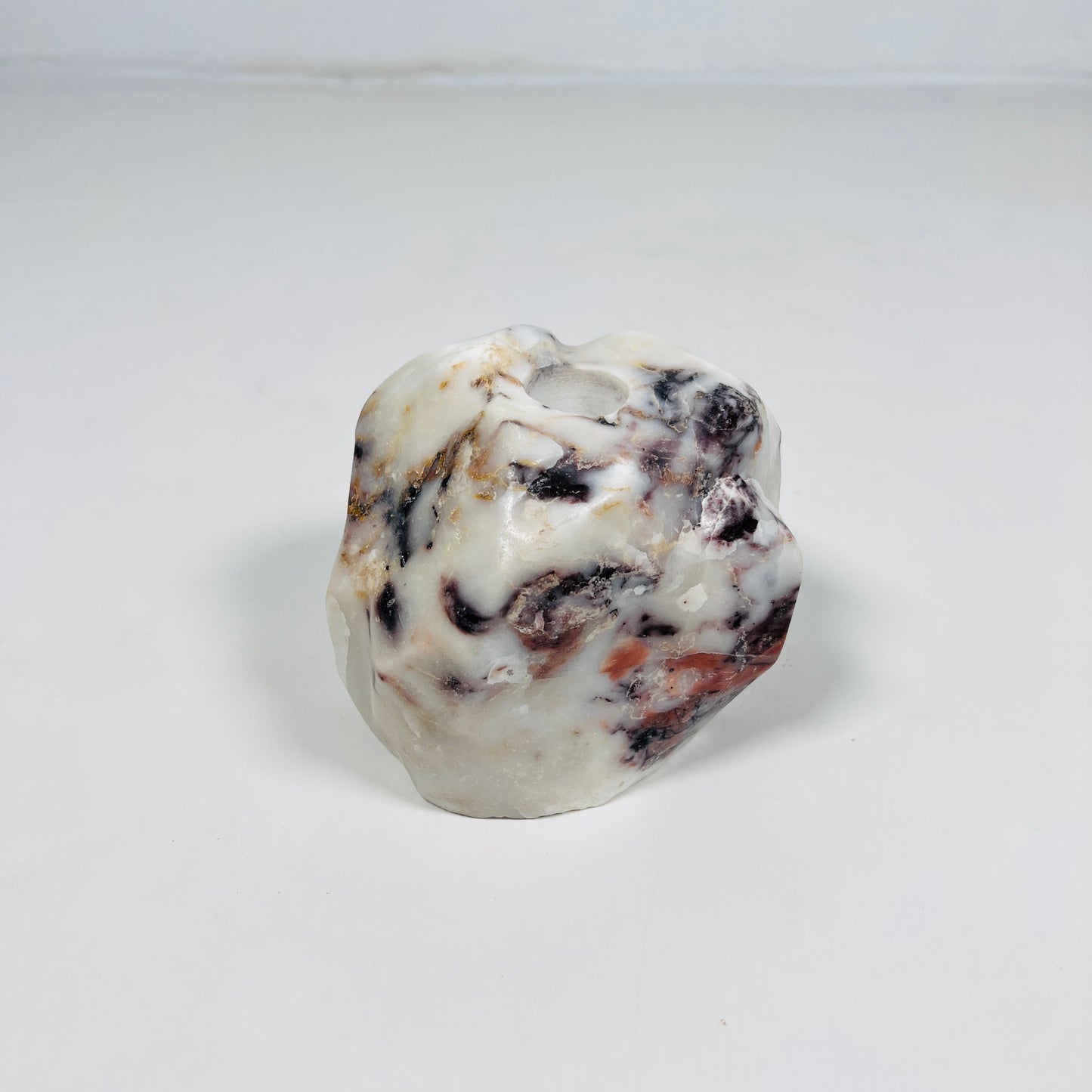 Organic Stone Candle Stand - Red & White
