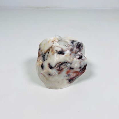 Organic Stone Candle Stand - Red & White