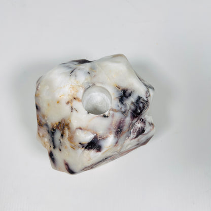Organic Stone Candle Stand - Red & White