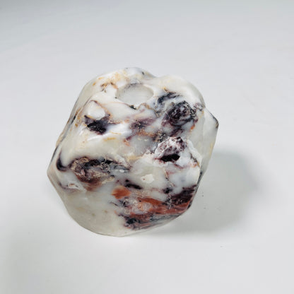 Organic Stone Candle Stand - Red & White