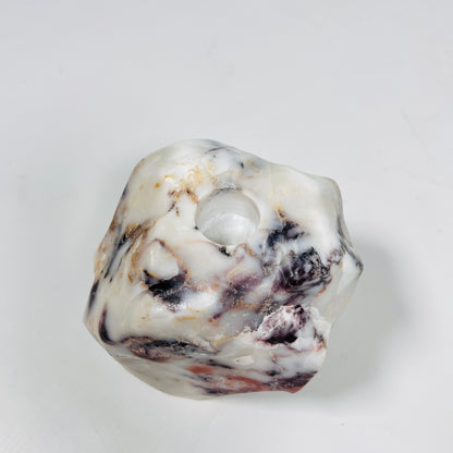 Organic Stone Candle Stand - Red & White