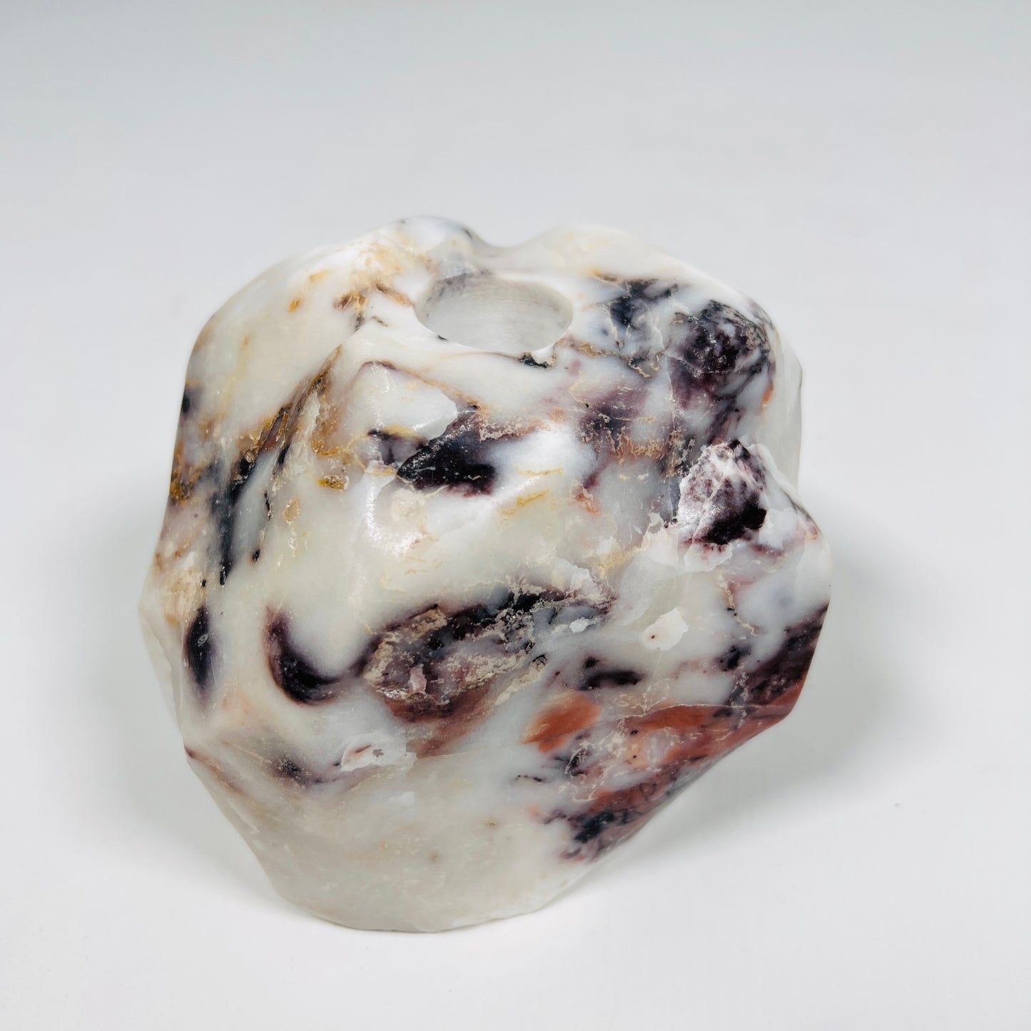 Organic Stone Candle Stand - Red & White