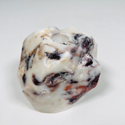 Organic Stone Candle Stand - Red & White