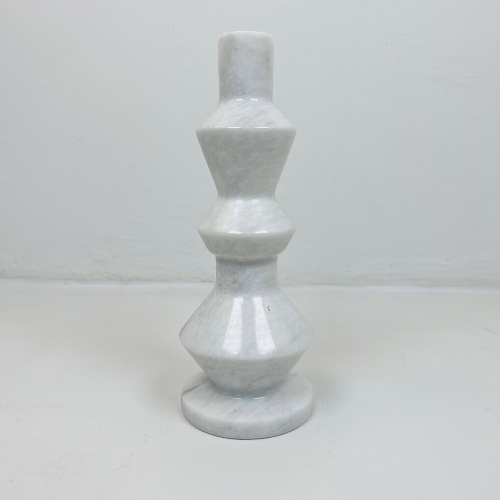 Saucer Bottom White Marble Candle Stand