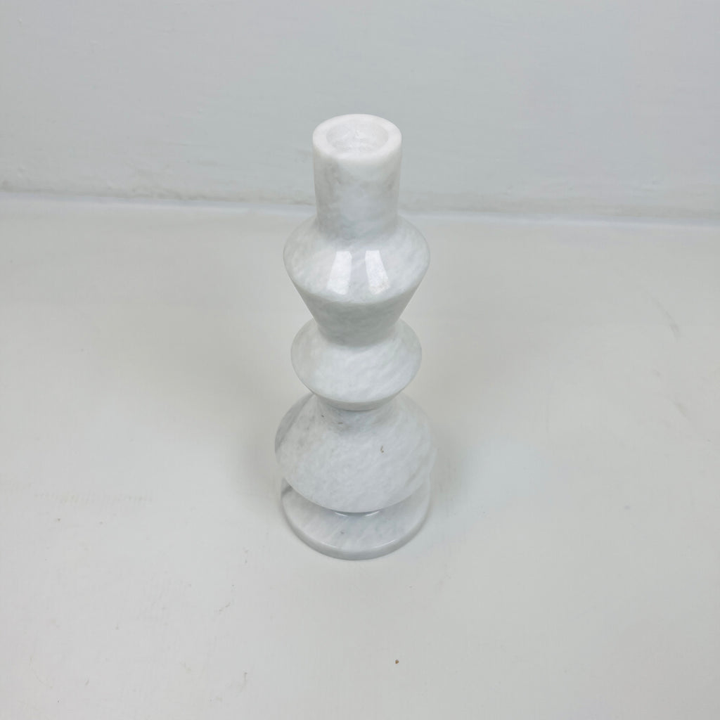 Saucer Bottom White Marble Candle Stand