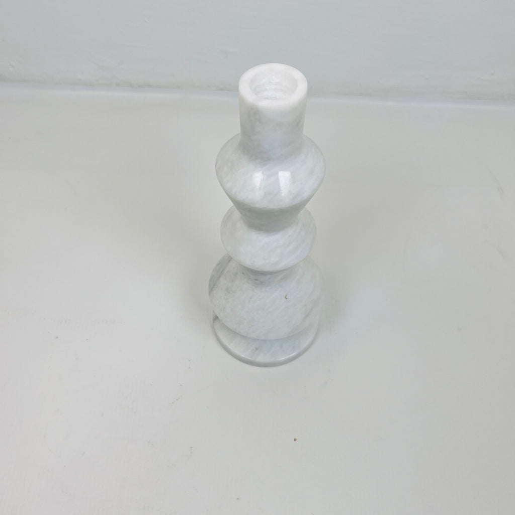 Saucer Bottom White Marble Candle Stand