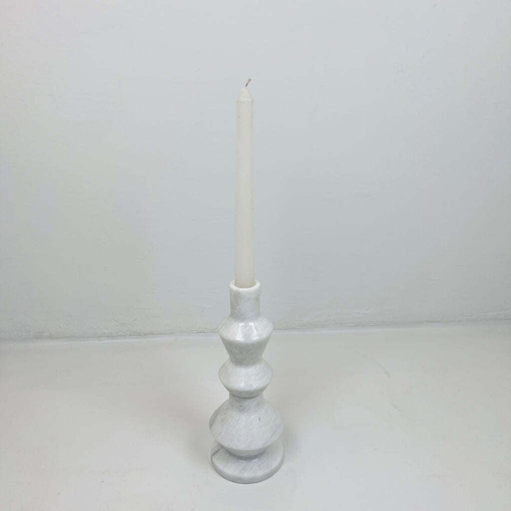 Saucer Bottom White Marble Candle Stand