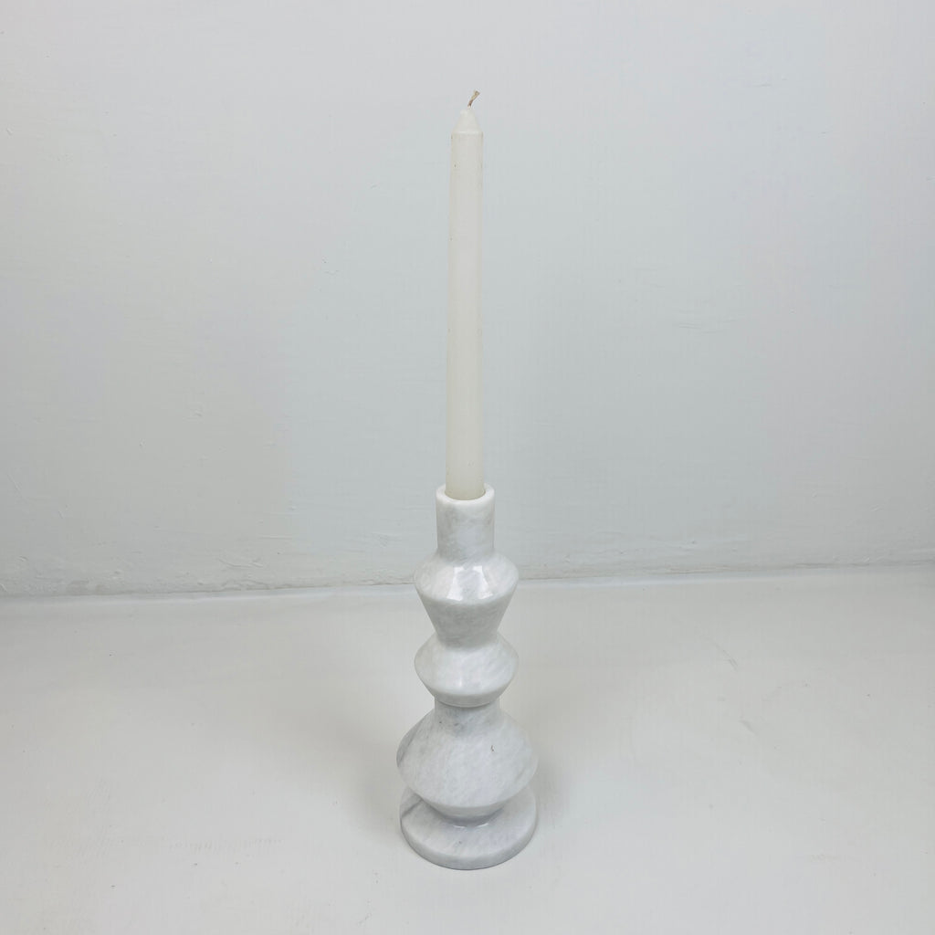 Saucer Bottom White Marble Candle Stand