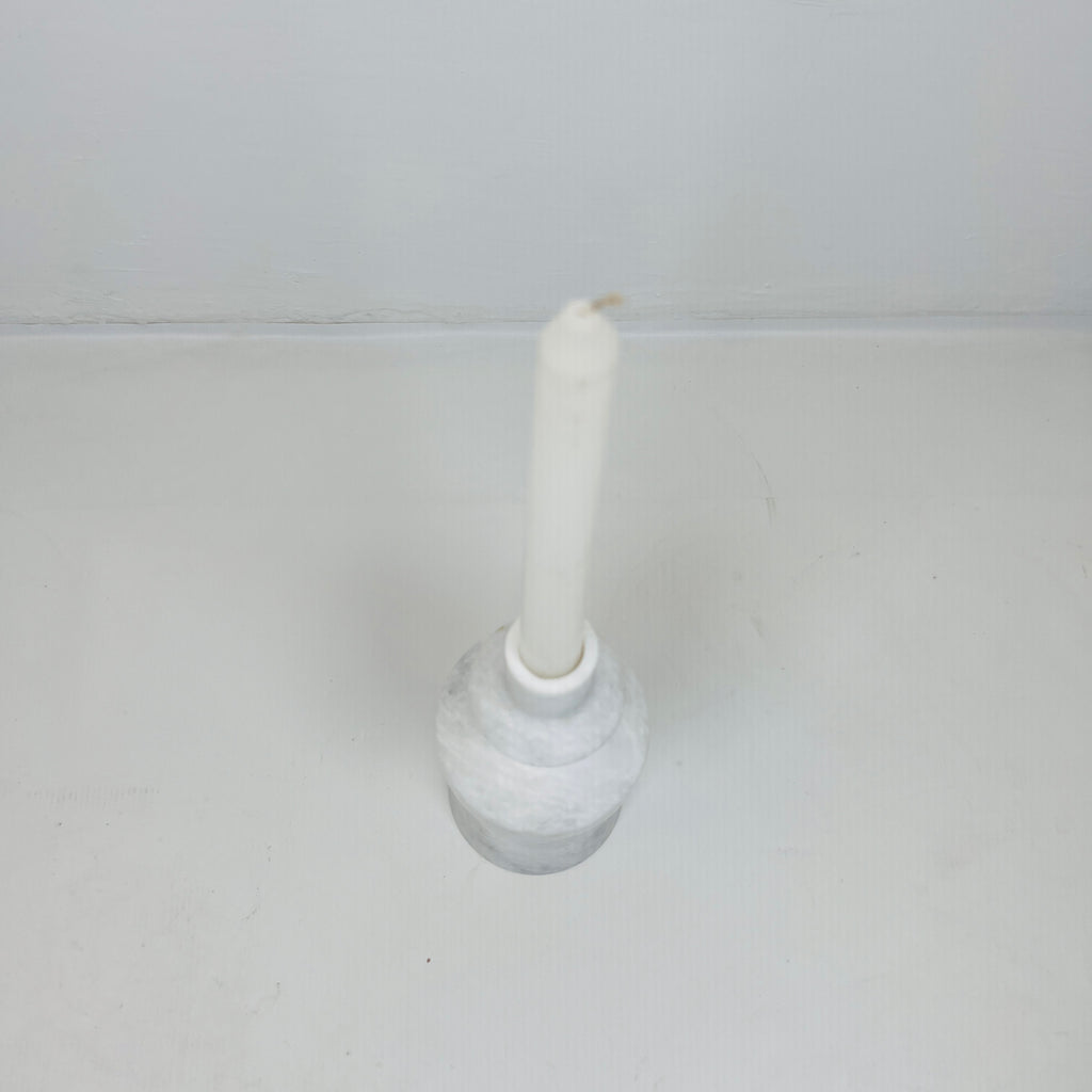 Saucer Bulged White Marble Candle Stand