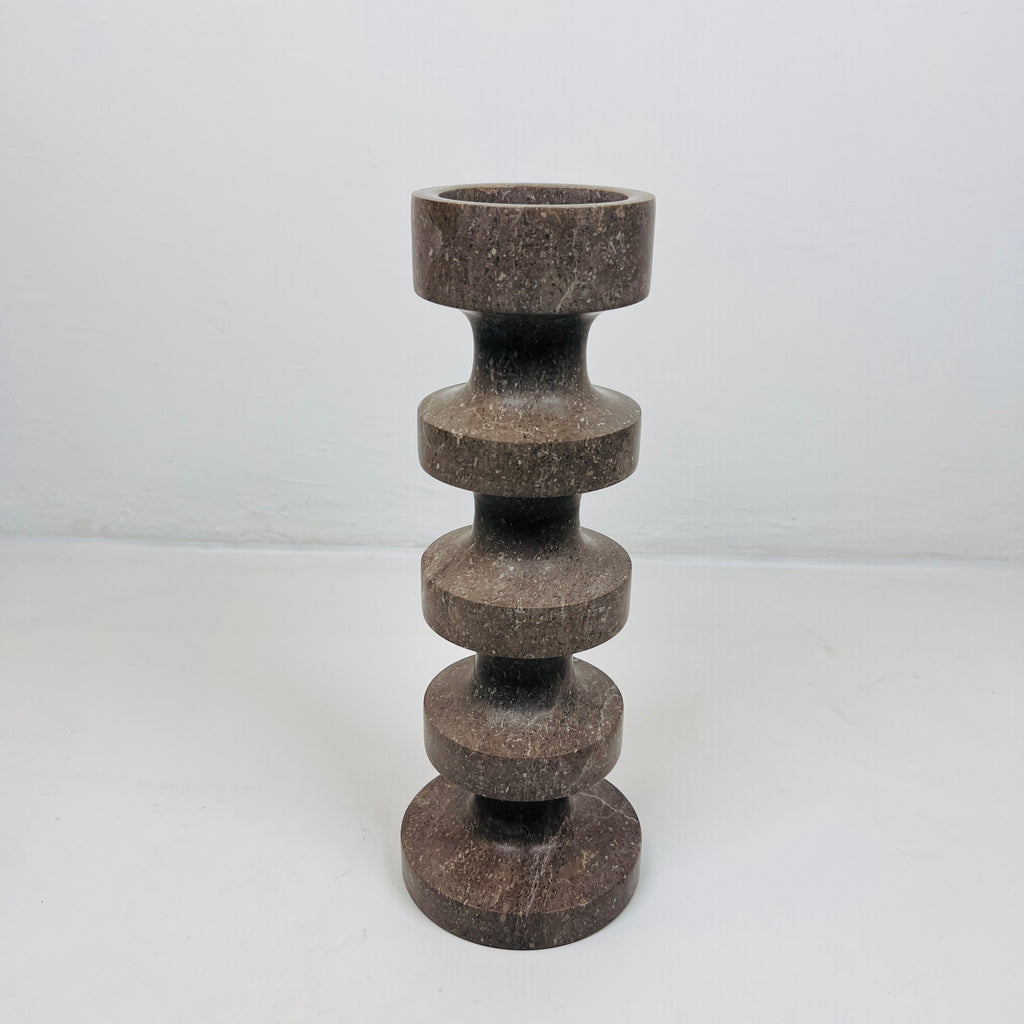 Stacked Disc Brown Marble Candle Stand (Medium)