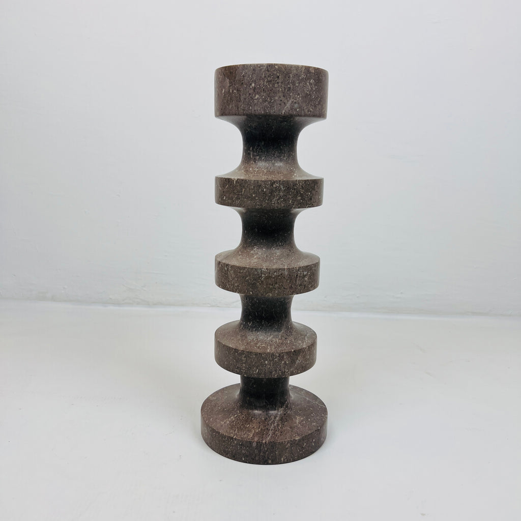 Stacked Disc Brown Marble Candle Stand (Medium)