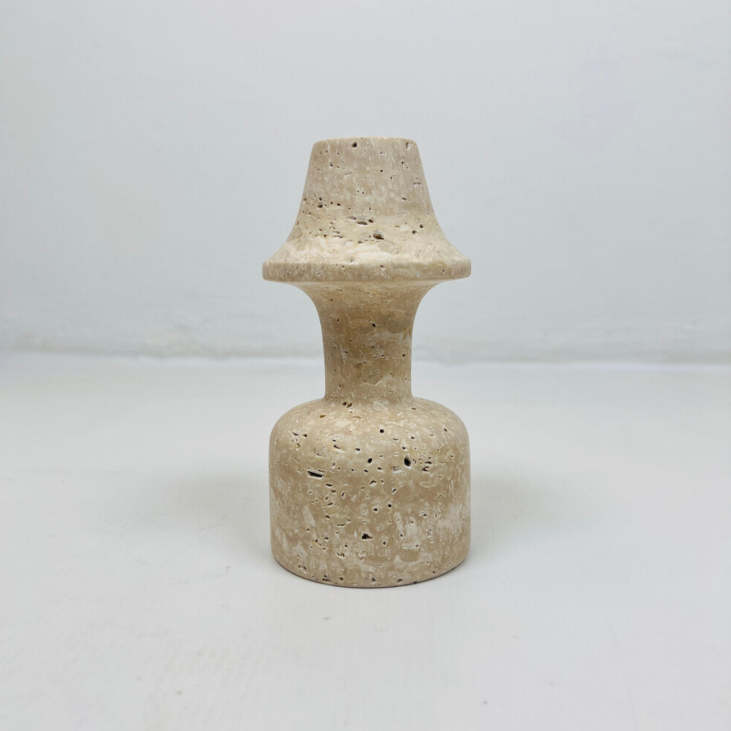 Cone Head Dumbbell Bottom Travertine Candle Stand