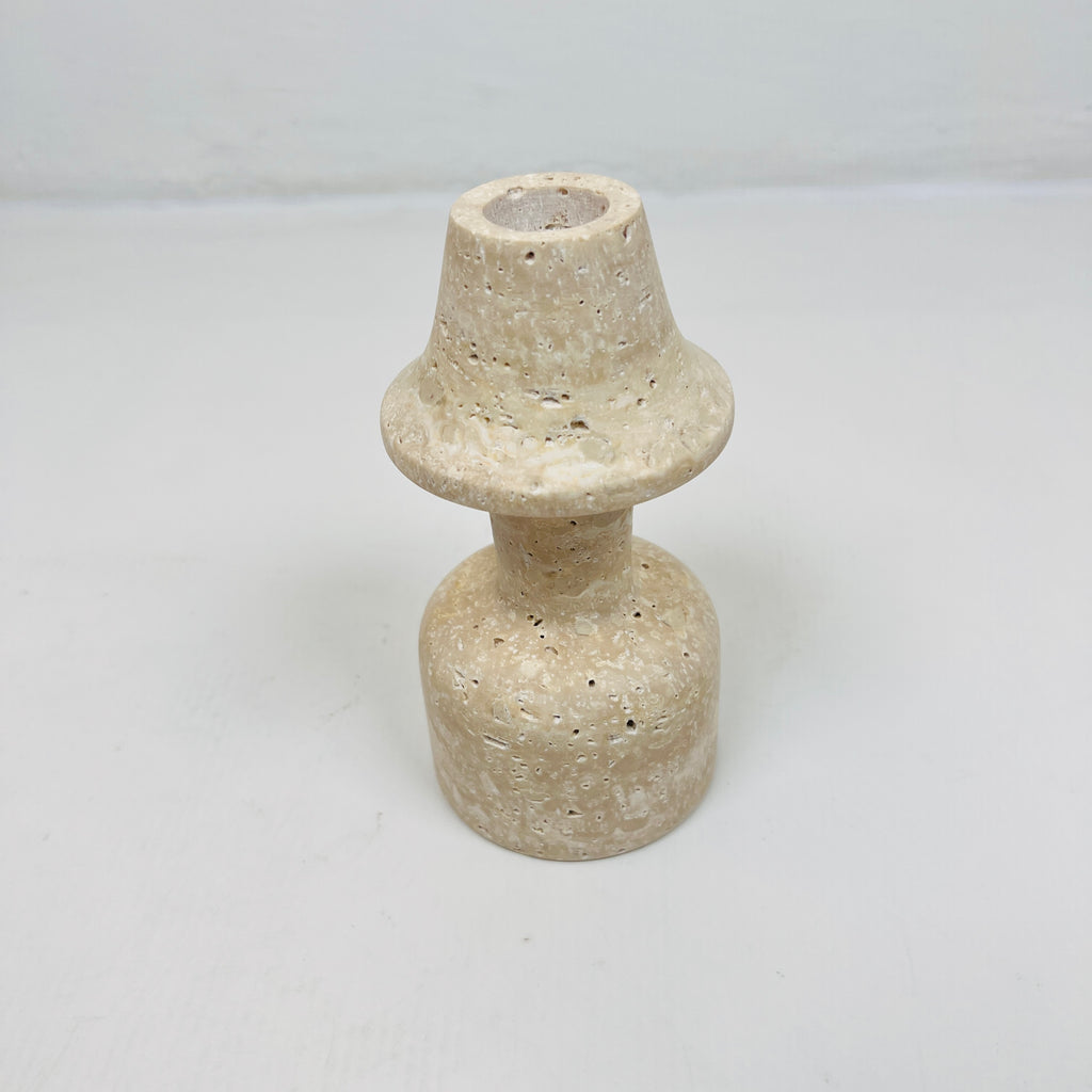 Cone Head Dumbbell Bottom Travertine Candle Stand