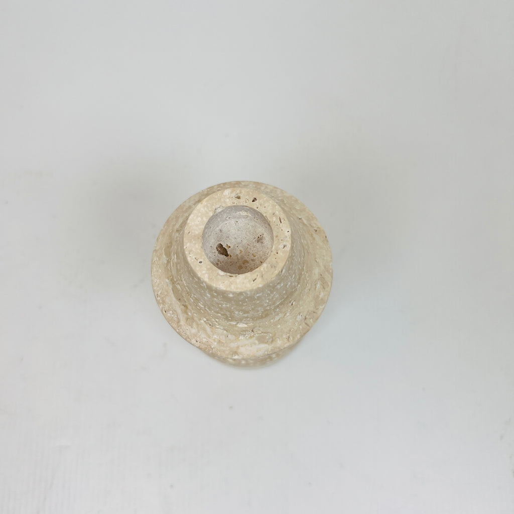 Cone Head Dumbbell Bottom Travertine Candle Stand