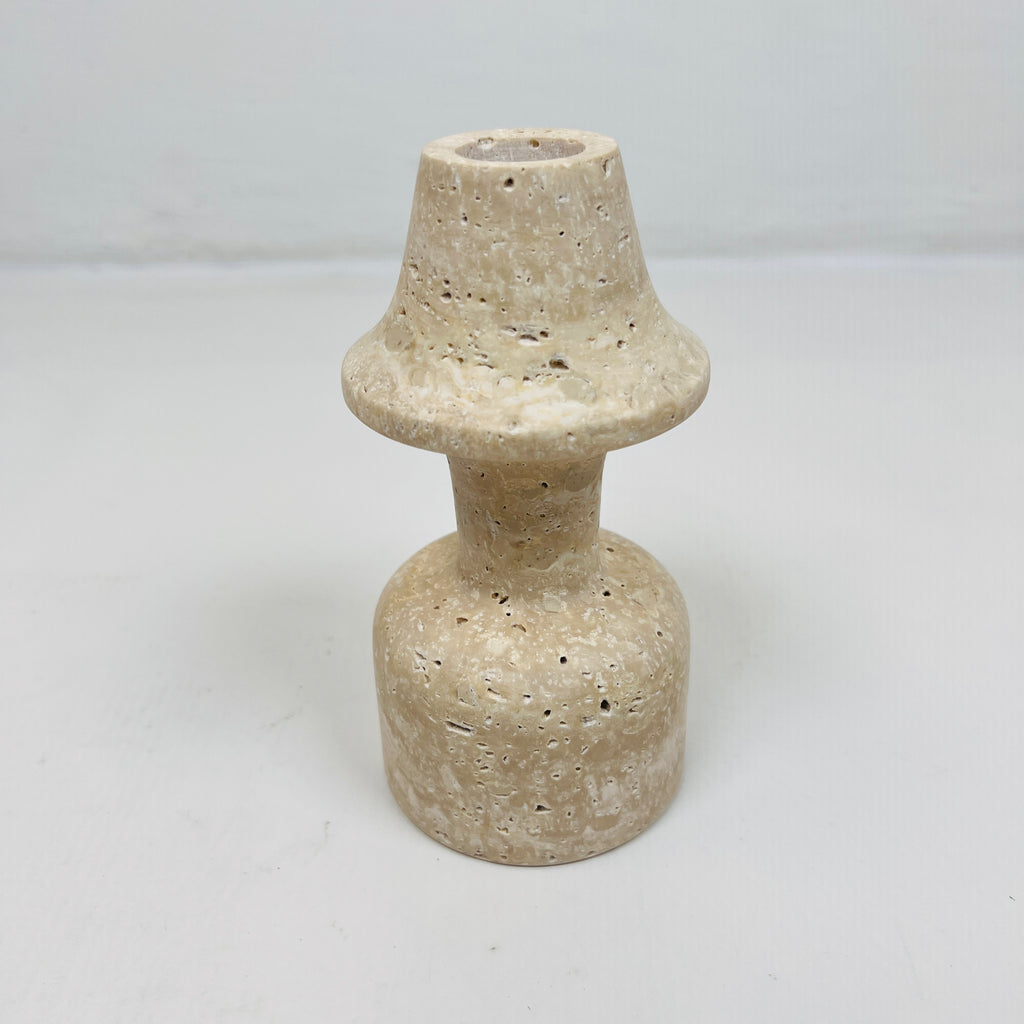 Cone Head Dumbbell Bottom Travertine Candle Stand