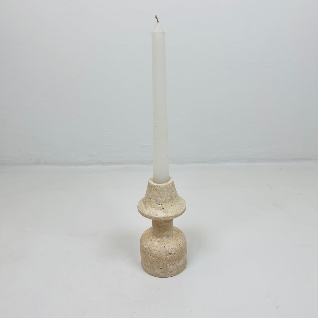 Cone Head Dumbbell Bottom Travertine Candle Stand